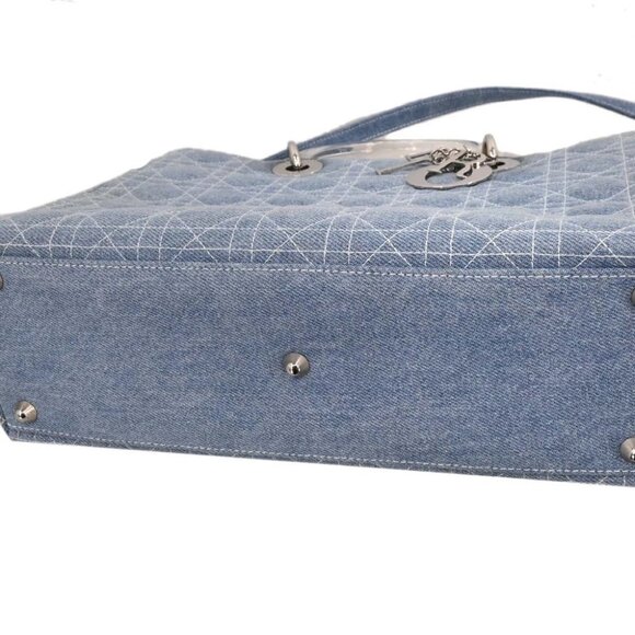Christian Dior Light Blue Denim Lady Dior Cannage 2way Handbag - Picture 5 of 10